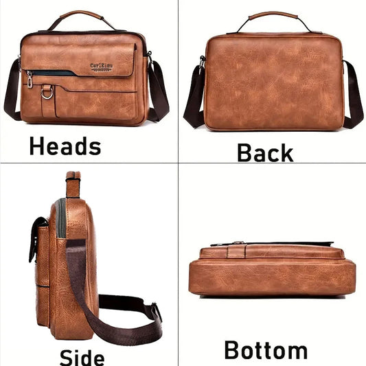 Neutral Style Shoulder Bag for Men and Women, Suitable for Business Trips and Photography Made of Pu Material.