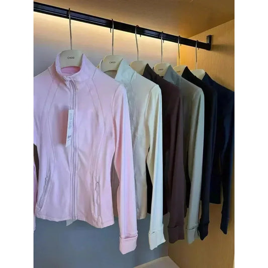 Lemon Women Defines Jacket Gym Autumn Winter Outerwear Nylon Stretch Zipper Running Yoga Jogging Long-sleeved Top Fleece Jacket