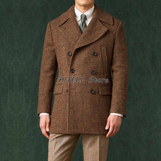 Men's Herringbone Jacket Mens Jackets for Man Luxury Blazers Woolen New in Jackets Suit Male Elegant Mens Coats Coat Suits & Top